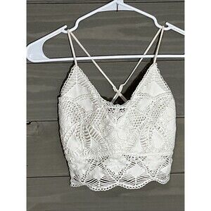 Willow & Root Crocheted Tank Top Women M Cropped Boho Cottagecore Coquette Fairy